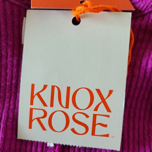 KNOX ROSE WOMEN'S RASPBERRY PINK LONG SLEEVE THERMAL ''WAFFLE'' SIZE LARGE VNECK - Picture 2 of 7